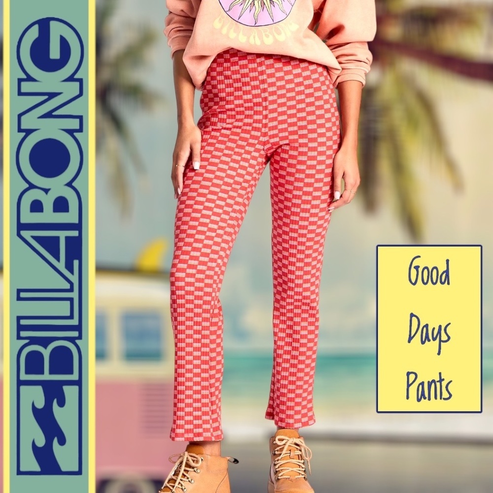 Billabong Red Checkered Cropped Pants